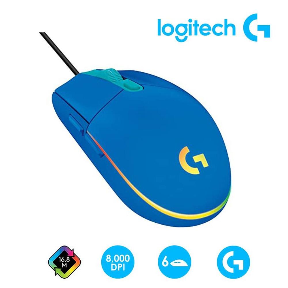 Mouse Gaming Logitech G G203 Lightsync Rgb 8000 Dpi 6 Botones Azul