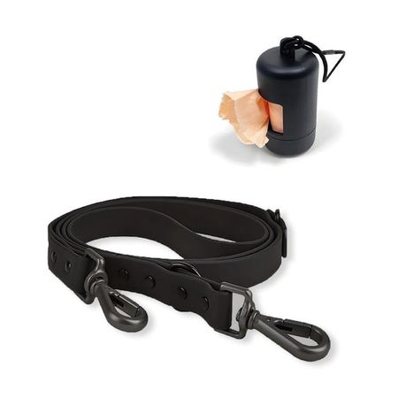 Correa y Dispensador De Poop Bags Para Perro Negro - Talla M
