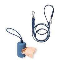 Correa y Dispensador De Poop Bags Para Perros Azul Oscuro - Talla M