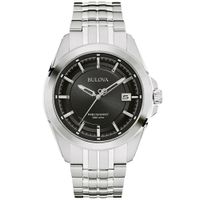 Reloj Bulova Precisionist 96B252 Ultra Alta Frecuencia Fecha Acero Inoxidable Dial Negro
