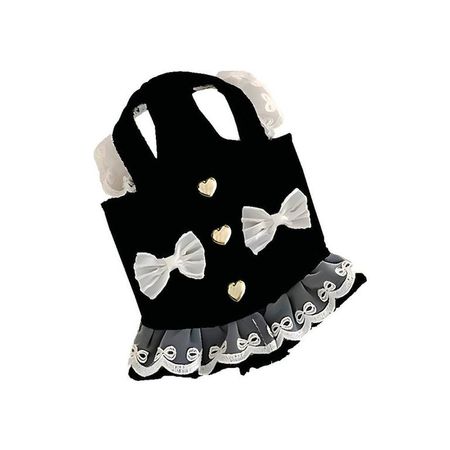 Ropa Para Perros Vestido Lazos Negro - Talla XS