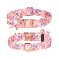 Collar Floral Para Mascotas Rosado - Talla S