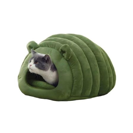 Cama Oruga Cueva Para Gatos Suave Acogedora Verde - Talla S