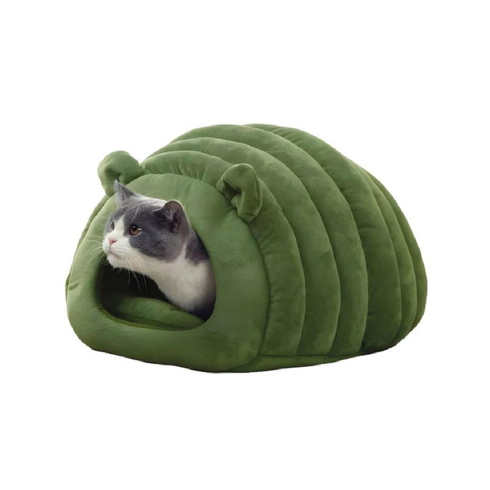 Cama Oruga Cueva Para Gatos Suave Acogedora Verde - Talla S