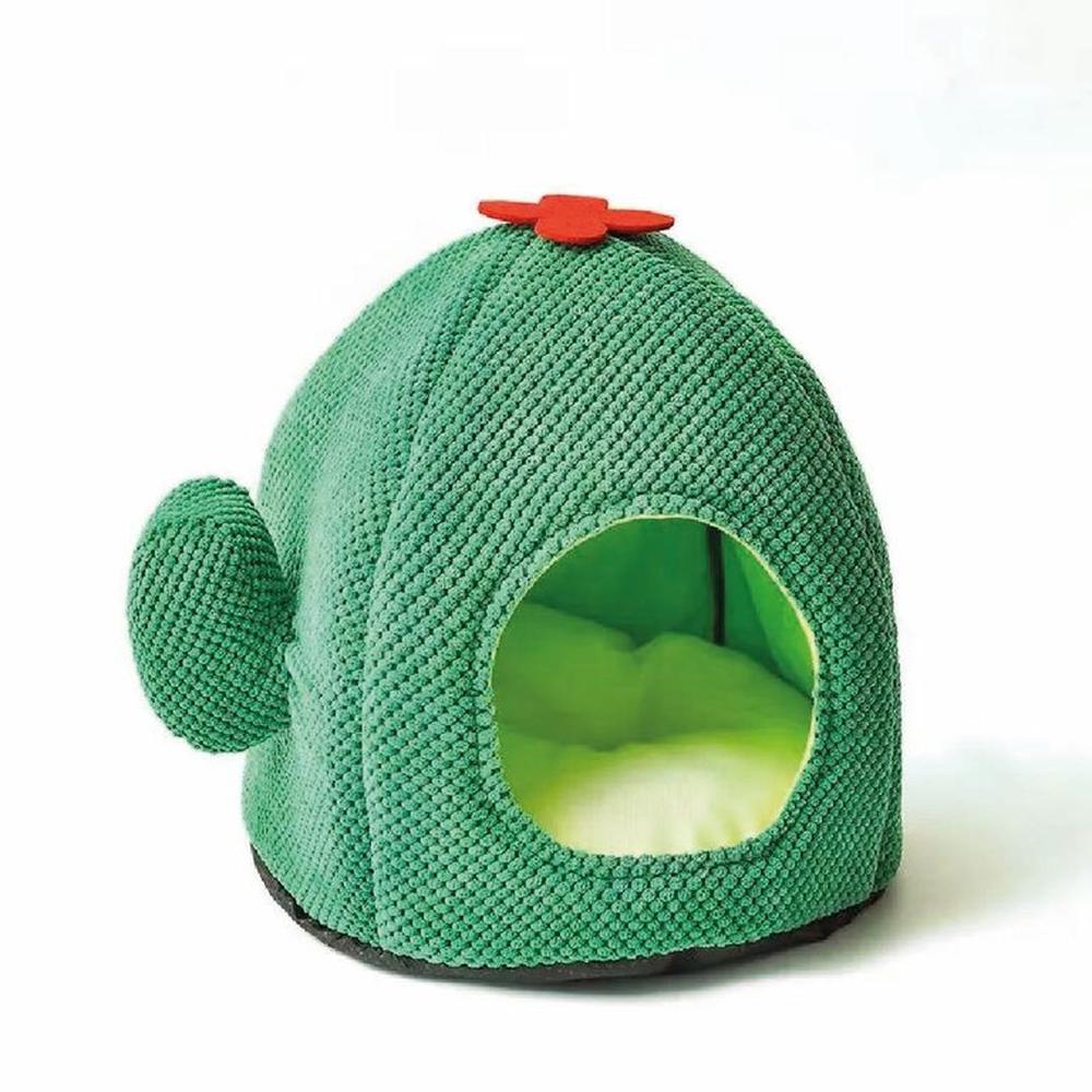 Cama Cactus Cueva Para Gatos Chenille Verde Esmeralda