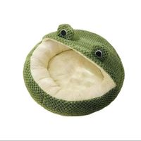 Cama Rana Nido Para Mascotas Terciopelo Suave Verde Talla S