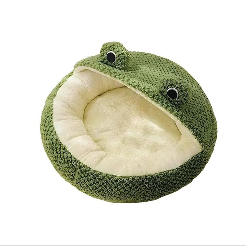 Cama Rana Nido Para Mascotas Terciopelo Suave Verde Talla S