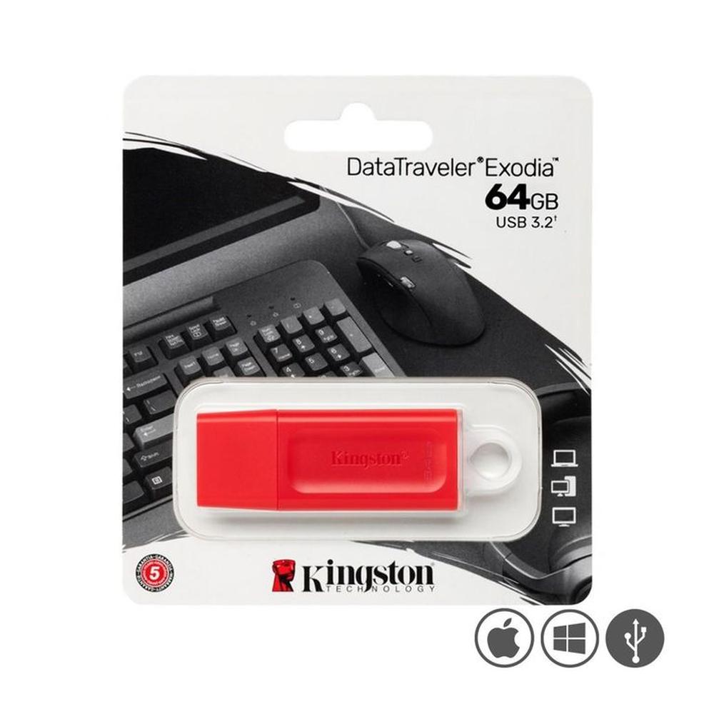 Memoria USB 3.2 Kingston Exodia 64GB - KC-U2G64-7GR Rojo
