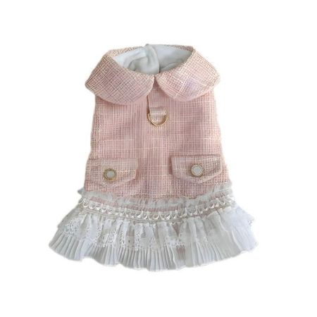 Ropa Para Perros Vestido Falda Plisada Rosado - Talla XS