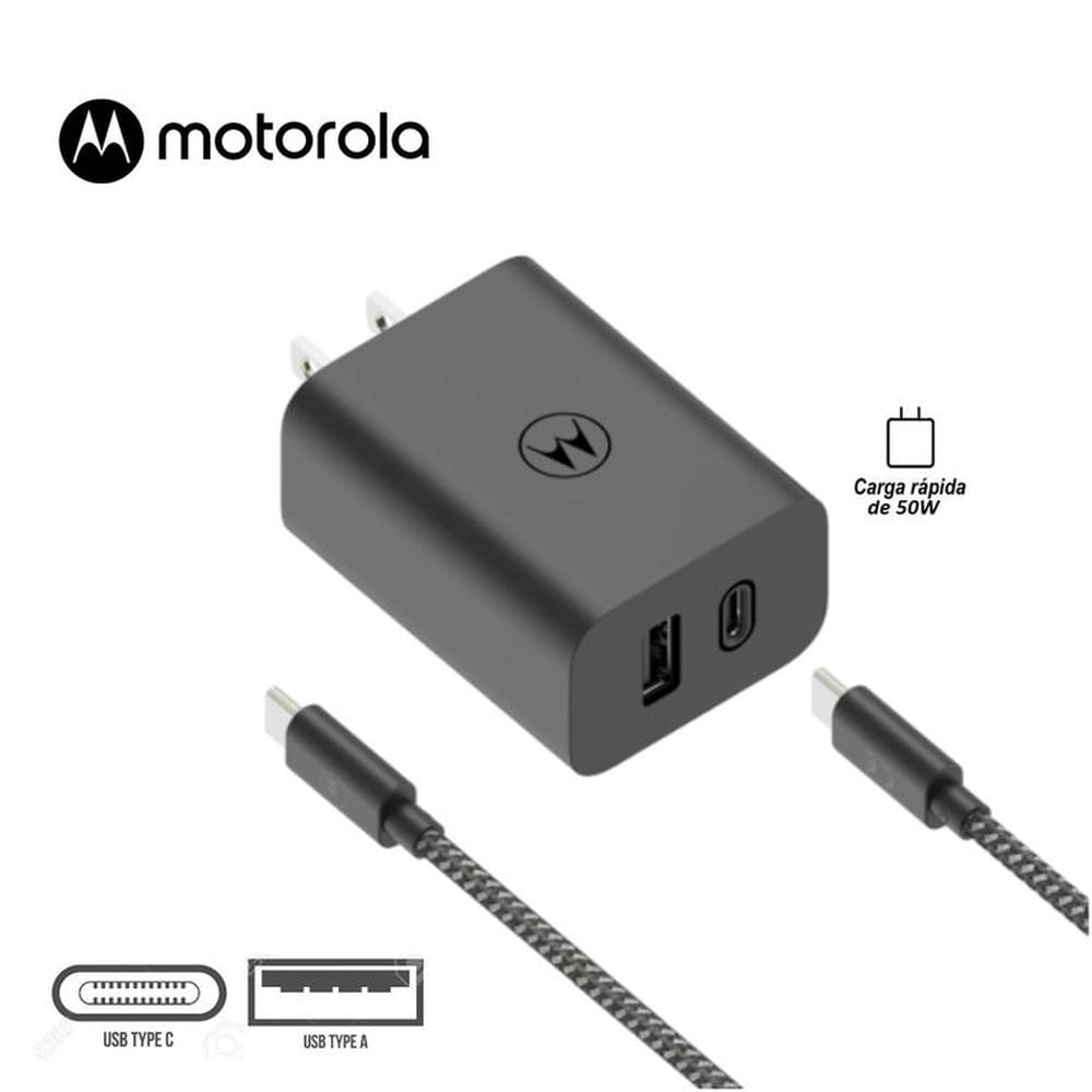Cargador de Pared Motorola DoblePuerto UsbC y UsbA C-Rapida T-Power50W