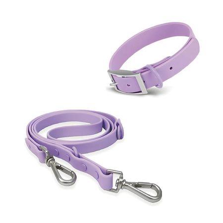 Correa y Collar PVC Impermeable Para Perros Llila - Talla M