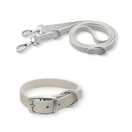 Correa y Collar PVC Impermeable Para Perros Gris - Talla S