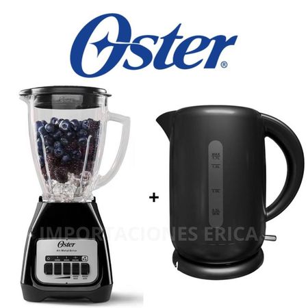 Combo Oster licuadora 2 vel negro de 1.5 L+ hervidora negra de 1.7 L