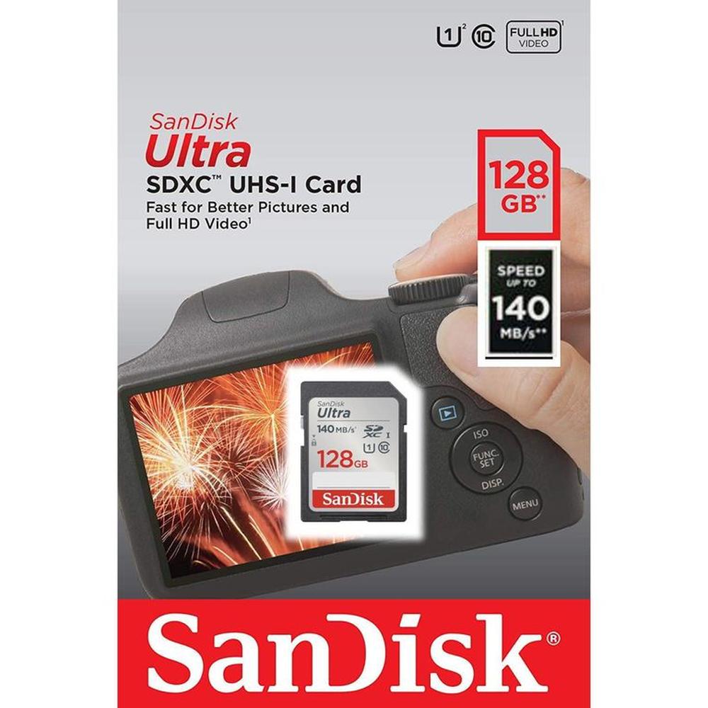 MemoriaSD Sandisk Ultra SDXC 128gb UHS-I Clase-10 U1 140mbs