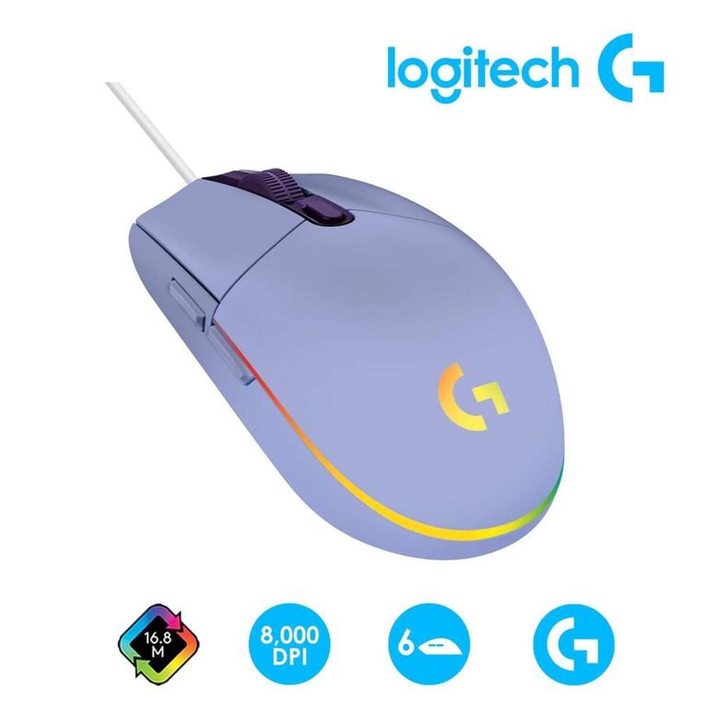 Mouse Gaming Logitech G G203 Lightsync Rgb 8000 Dpi 6 Botones Lila