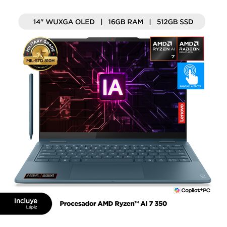 Laptop Lenovo Yoga 7  2 en 1 AMD Ryzen AI 7 350 16GB RAM 512GB SSD 14