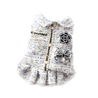 Ropa Para Perros Vestido Tweed Perlas Azul Blanco - Talla S