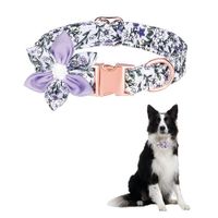 Collar Floral Para Mascotas Blanco Verde - Talla S