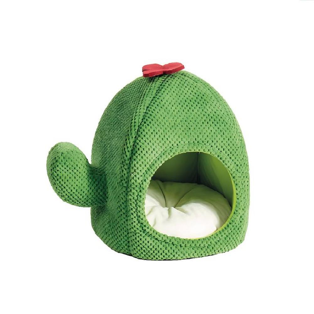 Cama Cactus Cueva Para Gatos Chenille Verde
