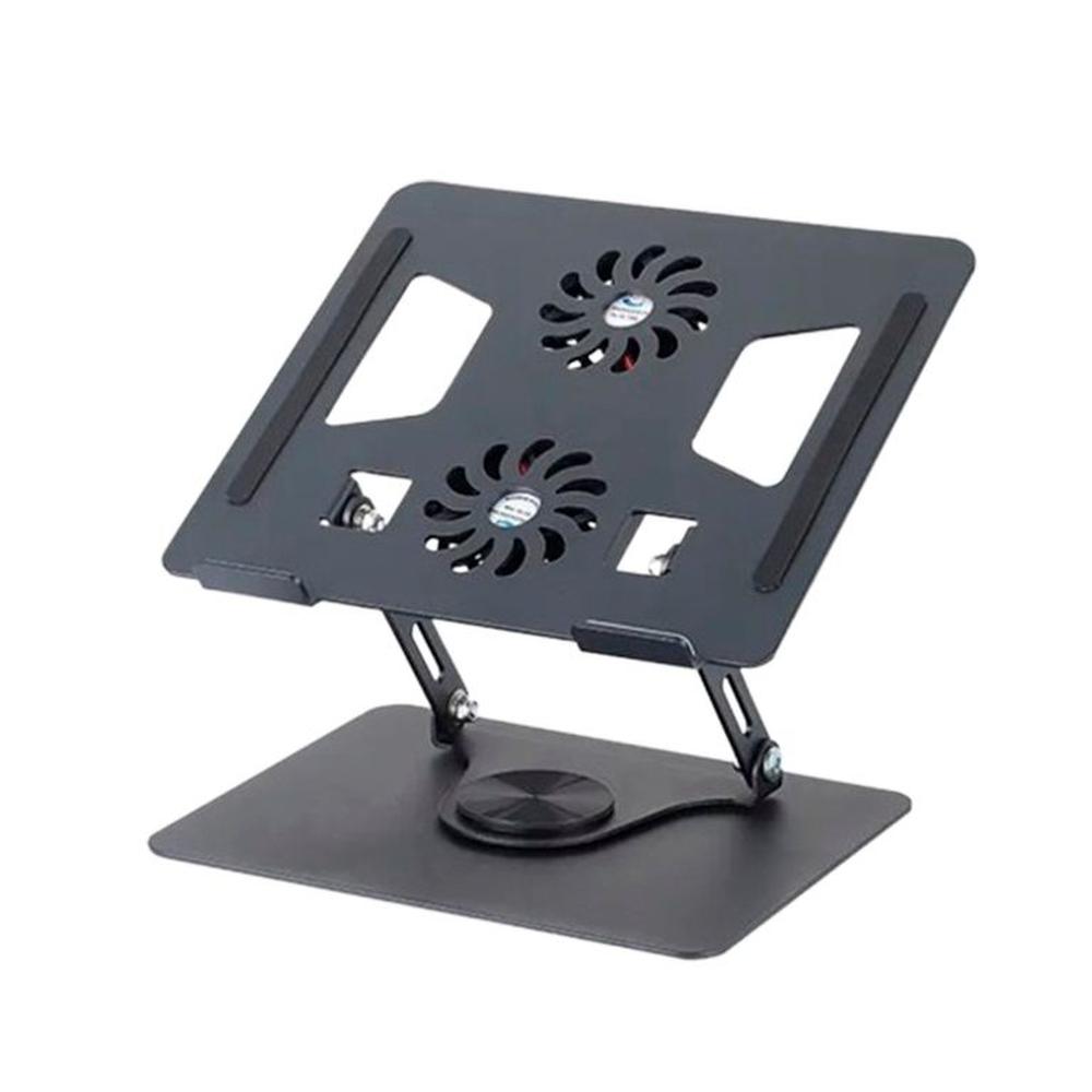 Soporte de Aluminio S&T para laptop 11-18"" Gira 360° Ventilador Doble HL906F Negro