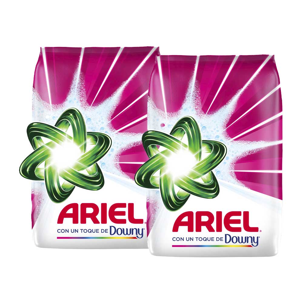 Pack Detergente en Polvo ARIEL con un Toque de Downy para Ropa Blanca y de Color Bolsa 4kg x 2un
