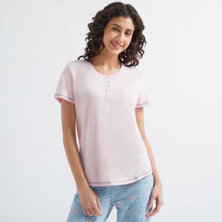 Polo Pijama Mujer Manga Corta Algodón Botones Hypnotic Rosa Claro M