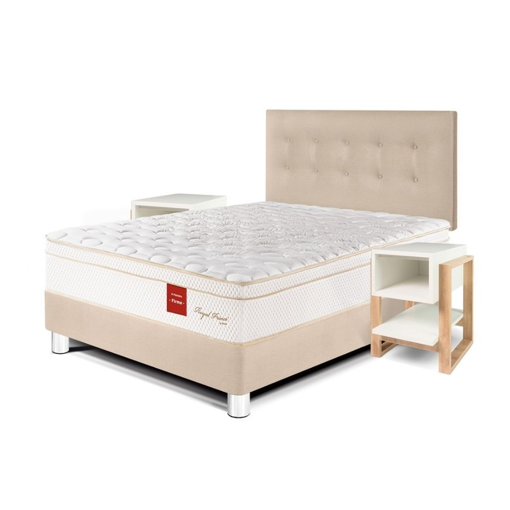 Juego de Dormitorio Paraíso Royal Prince 2 Plazas Champagne + Velador