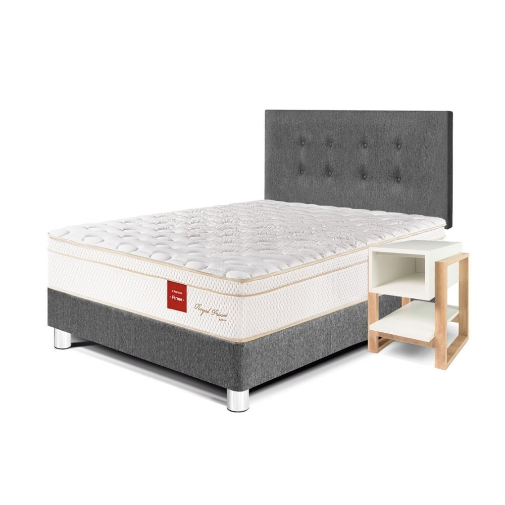 Juego de Dormitorio Paraíso Royal Prince 1.5 Plazas Gris + Velador