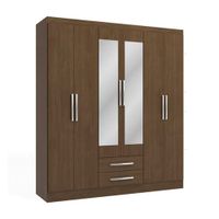 Ropero Capri 6 Puertas 2 Cajones 2 Repisas + Espejo MDP Jacaranda Orange