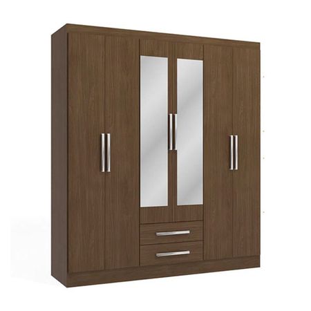 Ropero Capri 6 Puertas 2 Cajones 2 Repisas + Espejo MDP Jacaranda Orange