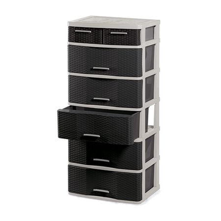 Cómoda Organizadora Polinplast Comodina #6 Mimbre Ratán Beige Marrón