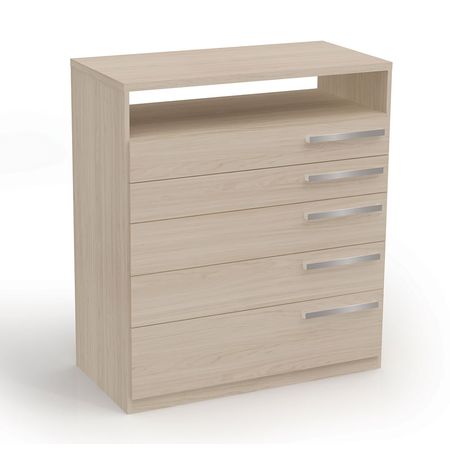 Cómoda Capri Orange Almendra de MDP Mate con 5 Cajones y Repisa