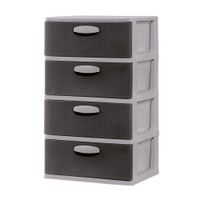 Cómoda Organizadora Polinplast Mimbre Ratán #4 Beige Marrón