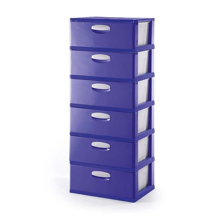 Cómoda Organizadora Polinplast Modelo #6 Blanco Azul