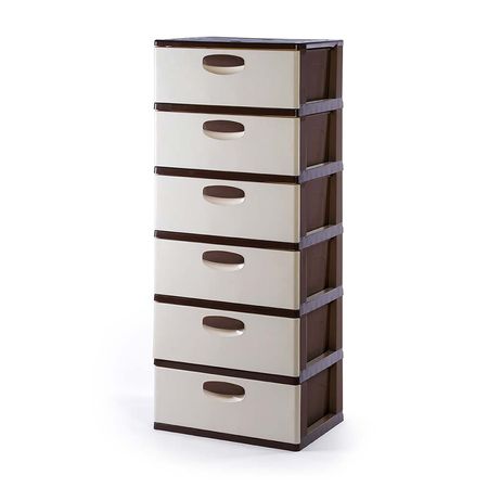 Cómoda Organizadora Polinplast Modelo #6 Marrón Crema Plástico 46x62x159cm