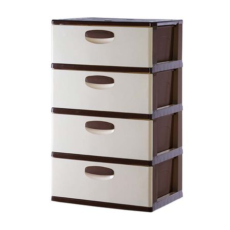 Cómoda Organizadora Plástica Polinplast Modelo #4 Crema Marrón