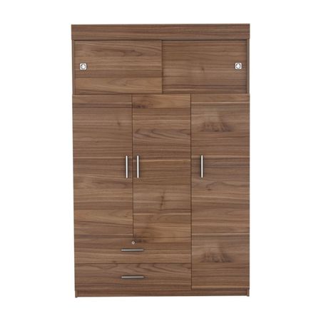 Ropero Melamina Tuhome Modelo Z120 Marrón de 5 Puertas y 2 Cajones
