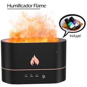 Humidificador de Aire 3D Flame Aromatizante Negro