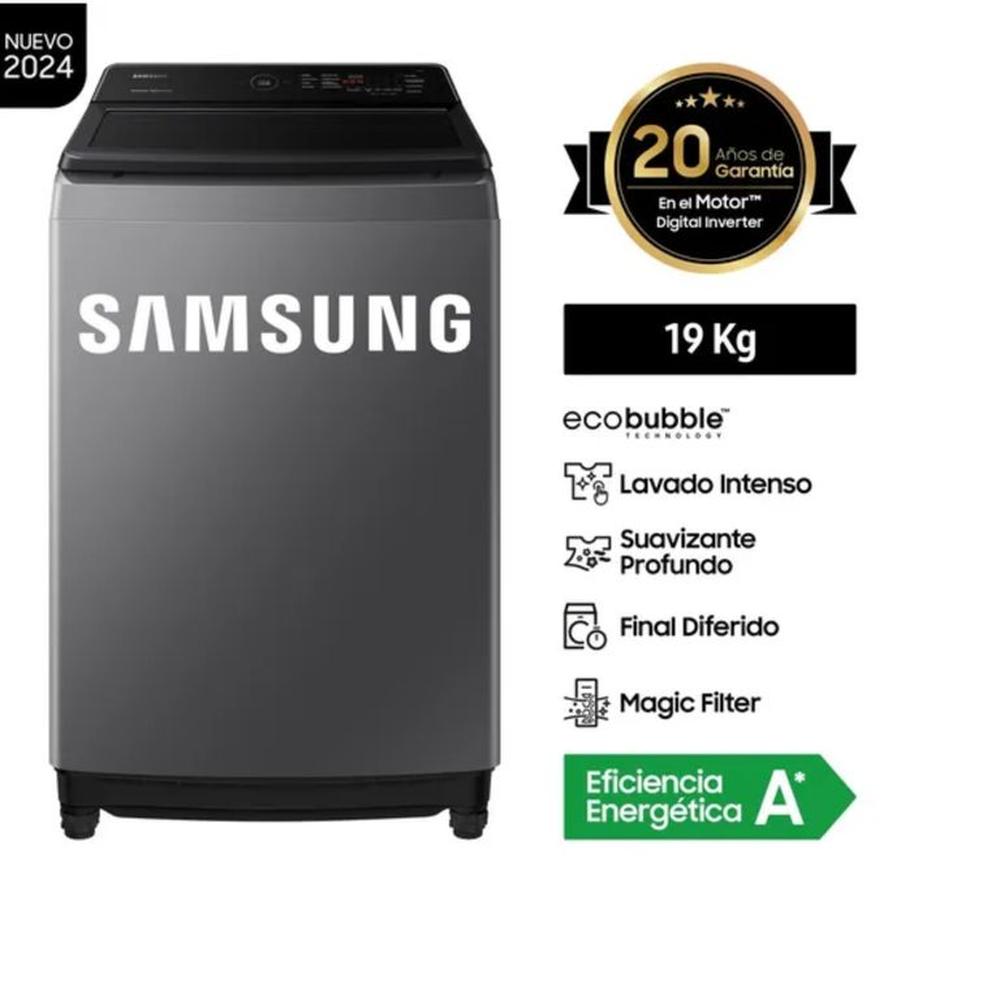 LAVADORA SAMSUNG 19KG WA19CG6441BDPE ECOBUBBLE  GRIS OSCURO