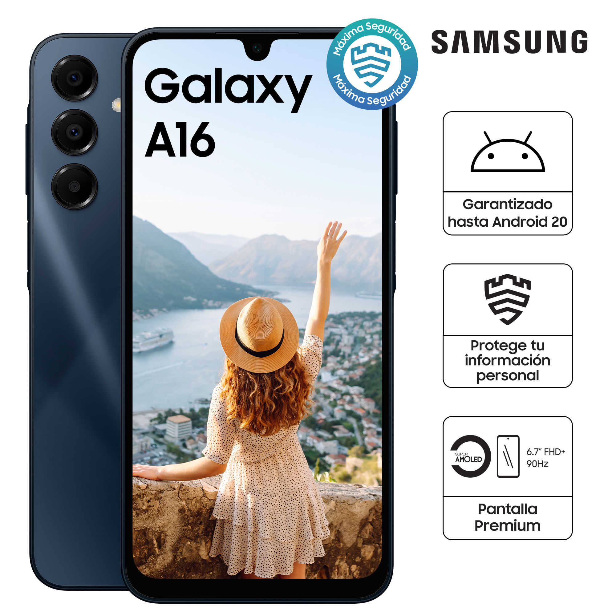 Smartphone SAMSUNG Galaxy A16 6.7" 8GB 256GB 50MP + 5MP + 2MP Negro + Cargador TA15W