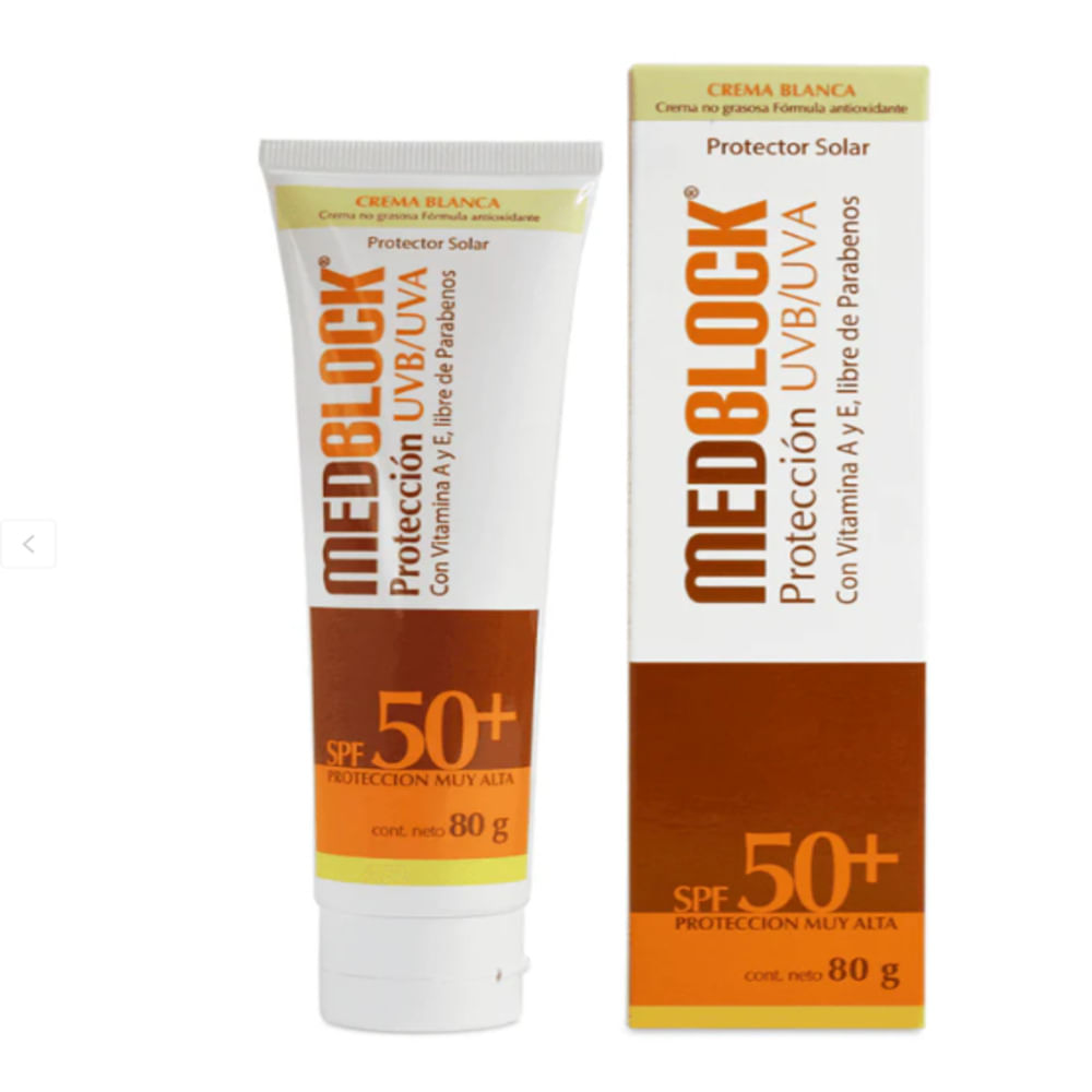 Protector Solar MedBlock SPF 50+ 80 gr Crema blanca