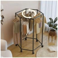 Colgador Organizador de Ropa de 5 barras Giratorio 360° con Ruedas 120x74x35cm Negro