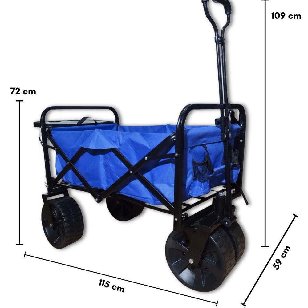 Carrito Plegable con Portavasos para Compras Playa Camping  Azul