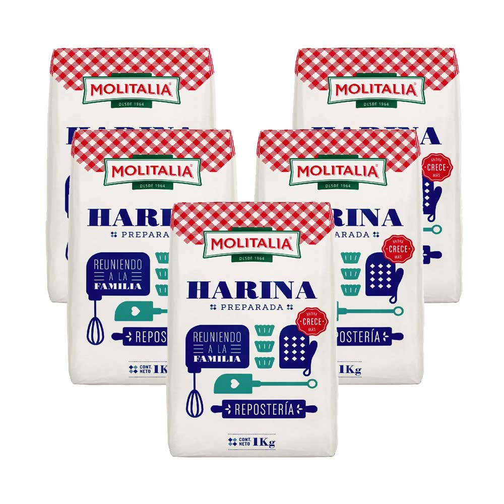 Pack Harina MOLITALIA Preparada Bolsa 1kg x 5un