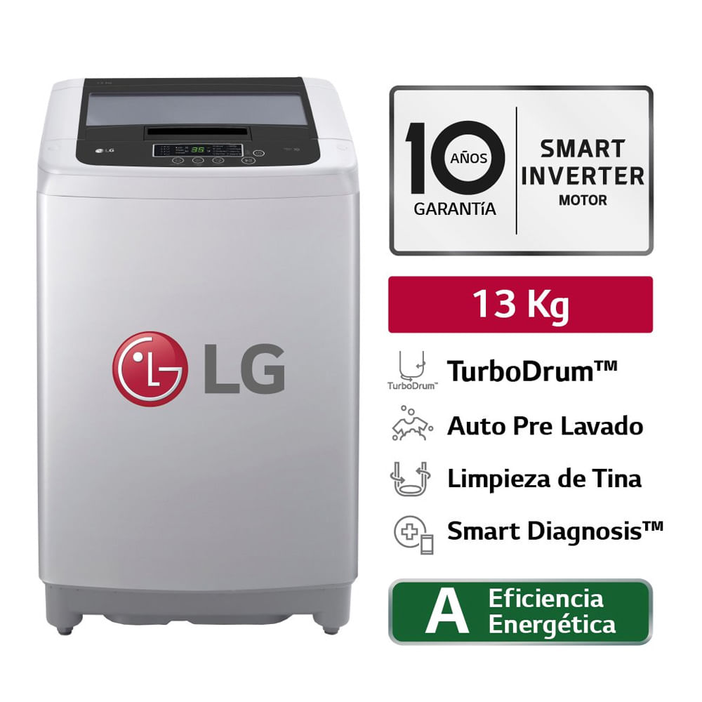 Lavadora LG Smart Inverter con TurboDrum 13 kg WT13DPBK
