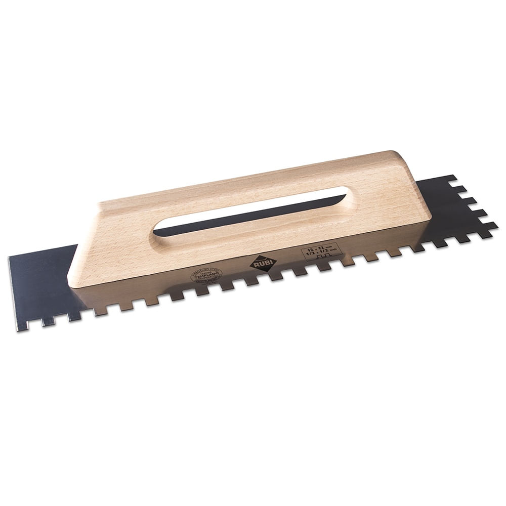 Plancha para Empastar Dentada 48 cm (12 x 12 mm) Mango de Madera Rubi 610003016