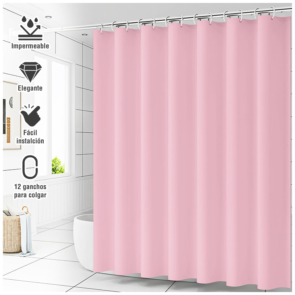 Cortina de Baño Impermeable Premium 180x180 Rosado U88