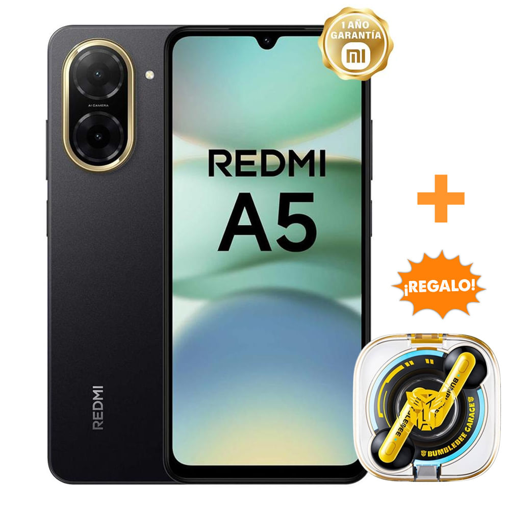Celular XIAOMI Redmi A5 4GB + 128GB Black + Regalo Audífonos Inalámbricos Transformers TF-T03