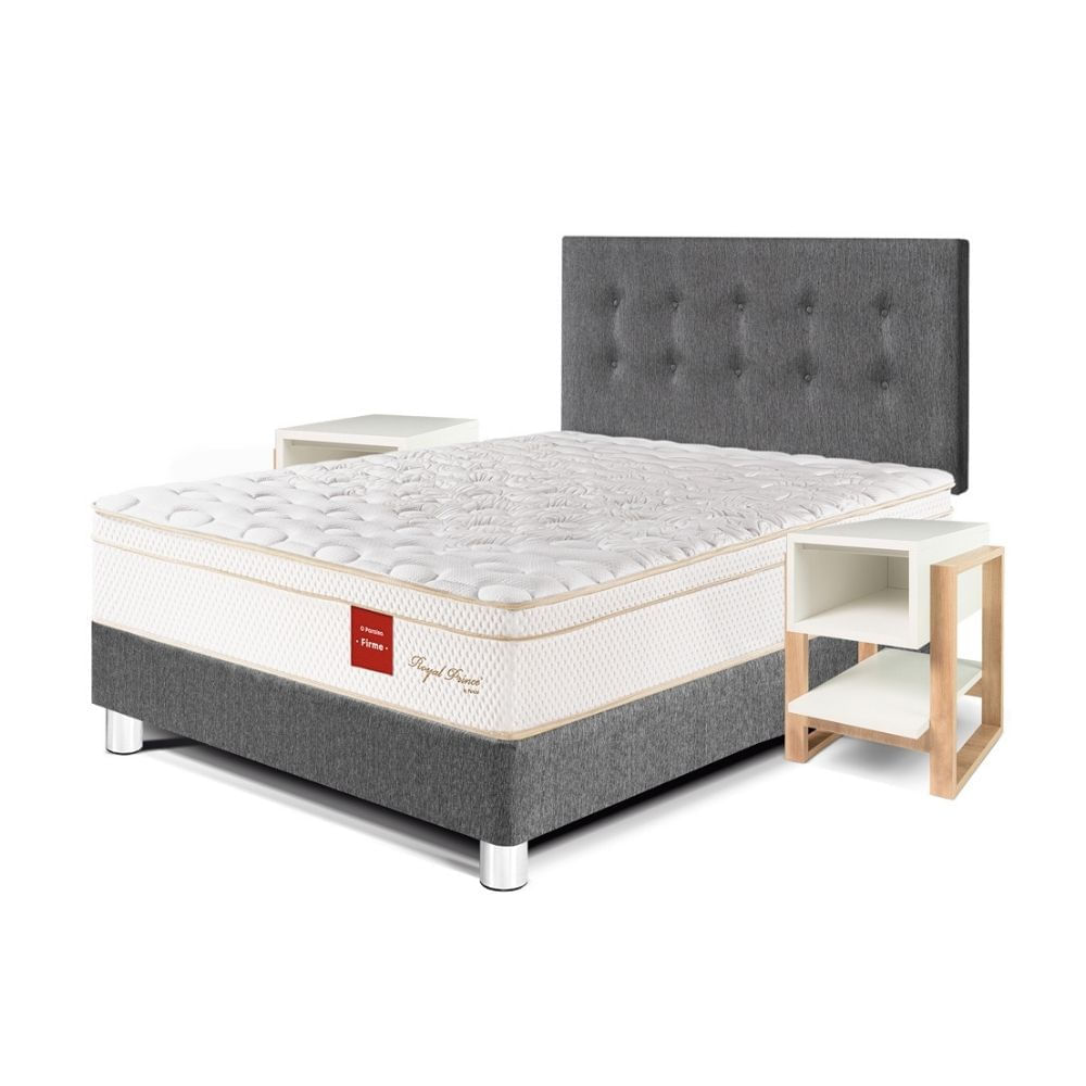 Juego de Dormitorio Paraíso Royal Prince 2 Plazas Gris + Velador