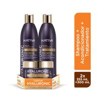 Pack KATIVA Shampoo Hyaluronic Oil 355ml + Acondicionador 355ml + Tratamiento 300ml